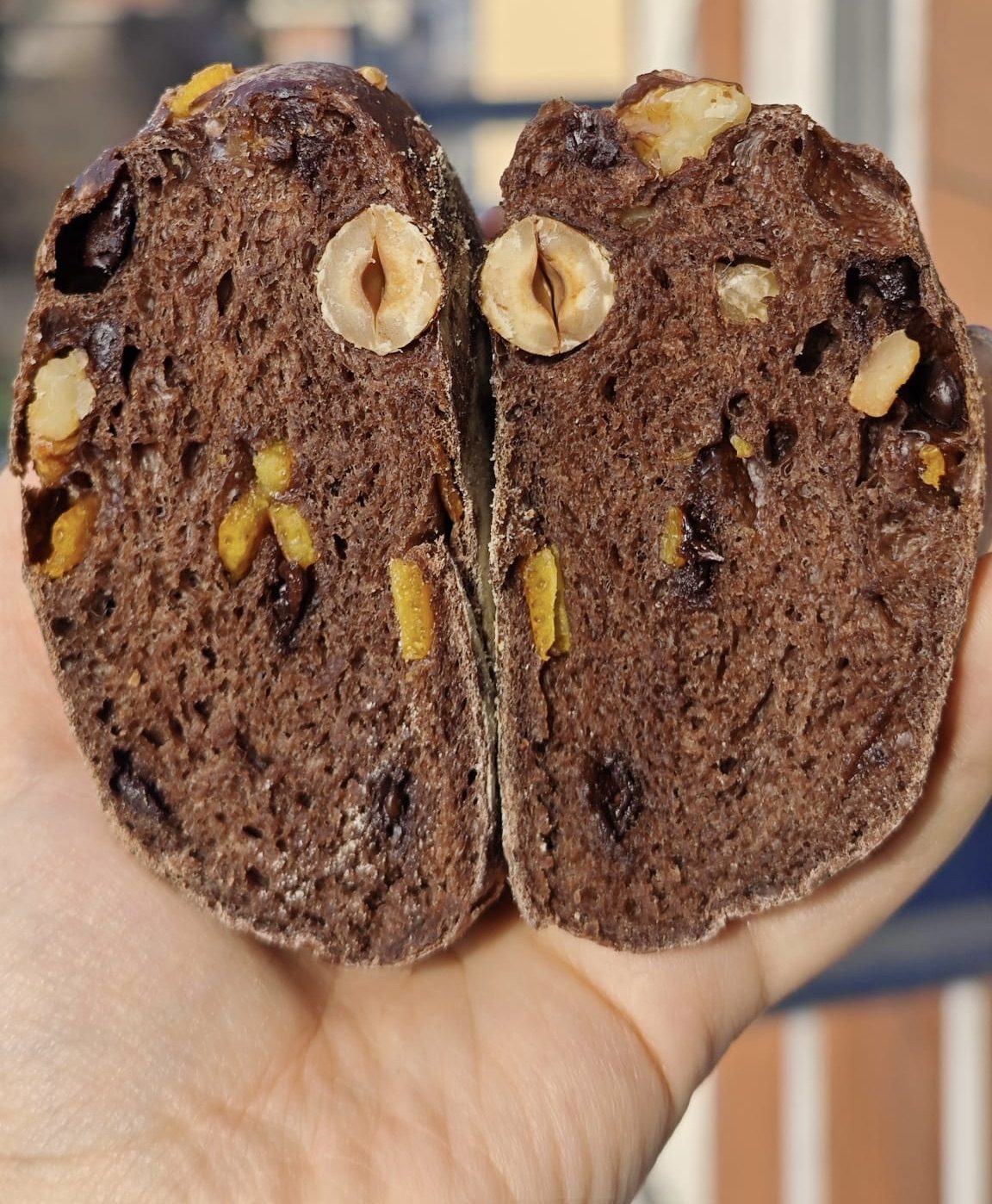 Pane al cioccolato, nocciole e scorzette candite — Passo 3